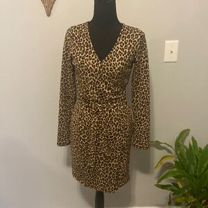 Meow!!! Fun Leopard Print Faux Wrap Dress
